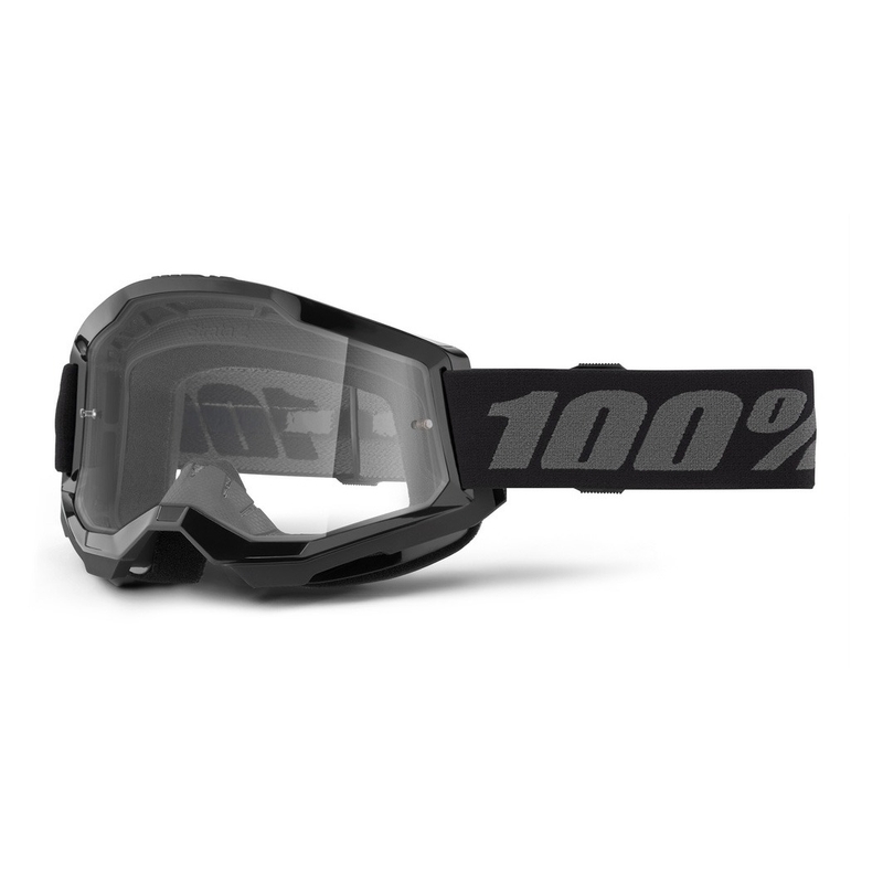 Detské motokrosové okuliare 100% STRATA 2 čierne číre plexi