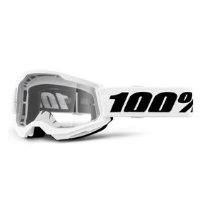Detské motokrosové okuliare 100% STRATA 2 biele číre plexi