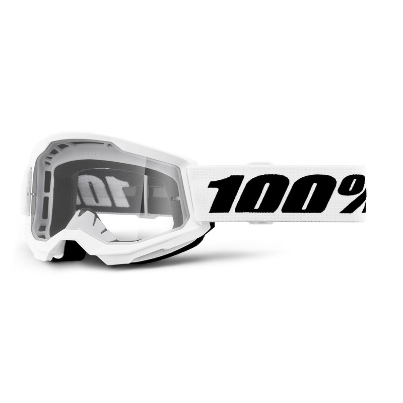 Detské motokrosové okuliare 100% STRATA 2 biele číre plexi