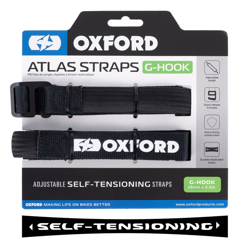 Batožinové popruhy Oxford Atlas G-Hook 2 ks čierne 26mm x 2m