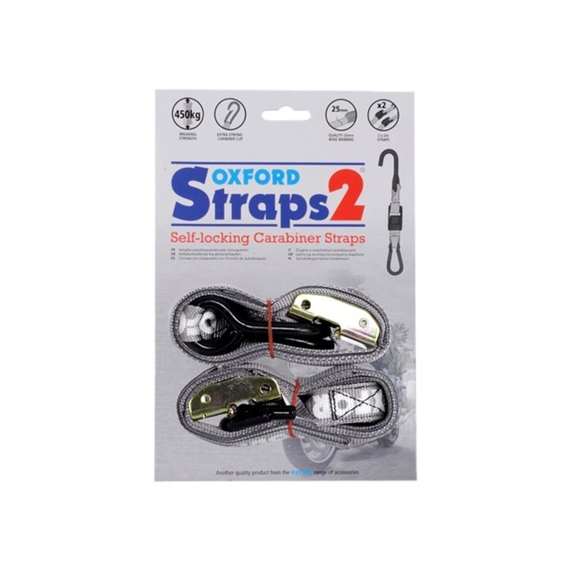 Nastaviteľné a zosilnené popruhy Oxford Carabiner Straps 25 mm sivé