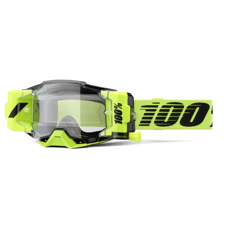 Motokrosové okuliare 100% - USA Armega Forecast fluo zelené (číre sklo)