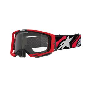 Motokrosové okuliare Alpinestars Vision 8 Luar červeno-čierne s čírym zorníkom