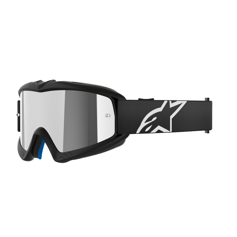 Detské motokrosové okuliare Alpinestars Vision Youth Corp čierne so zrkadlovým strieborným zorníkom