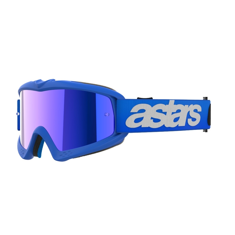 Detské motokrosové okuliare Alpinestars Vision Youth Blaze modré so zrkadlovým modrým zorníkom
