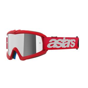 Detské motokrosové okuliare Alpinestars Vision Youth Blaze červené so zrkadlovým strieborným zorníkom