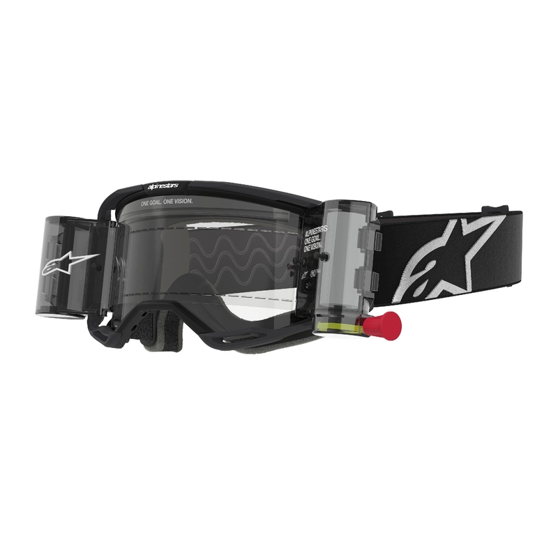 Motokrosové okuliare Alpinestars Vision 8 Corp ROLL-OFF Wide Vision čierne s čírym zorníkom