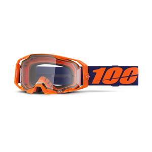 Motokrosové okuliare 100% ARmatic Neon Orange s čírym plexi