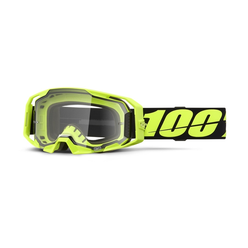 Motokrosové okuliare 100% ARmatic Neon Yellow s čírym plexi