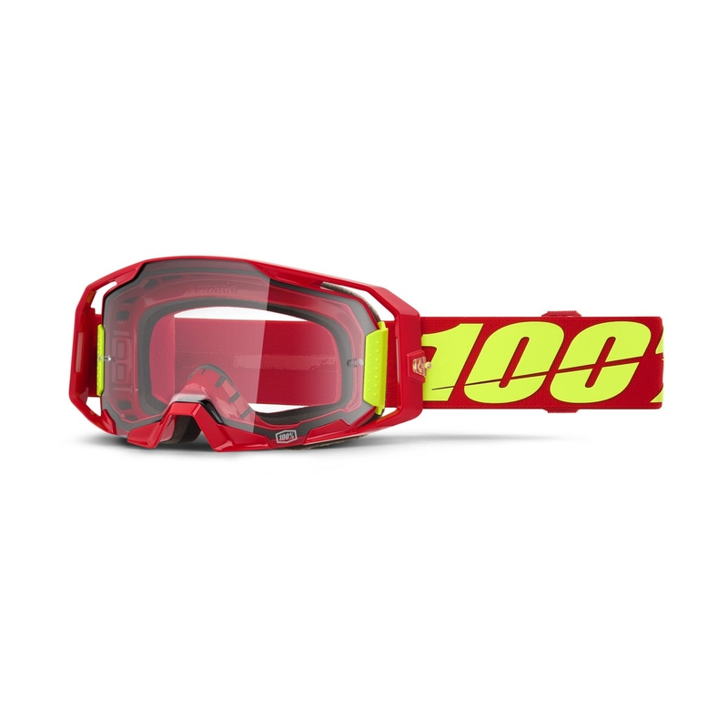 Motokrosové okuliare 100% ARmatic červené s čírym plexi