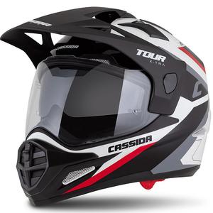 Enduro prilba Cassida Tour 2.0 X-tra bielo-červeno-čierna s čiernym matným šiltom