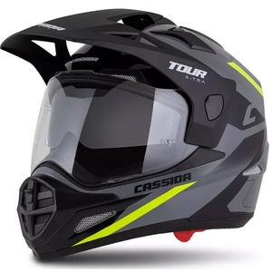 Enduro prilba Cassida Tour 2.0 X-tra sivo-fluo žlto-čierna s čiernym matným šiltom