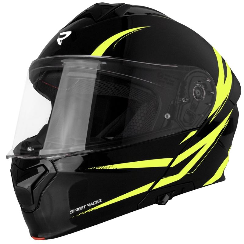 Vyklápacia prilba na motorku Street Racer Fury čierno-žltá