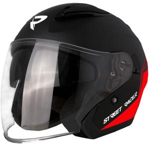 Otvorená prilba na motorku Street Racer Sonic matná čierno-červená