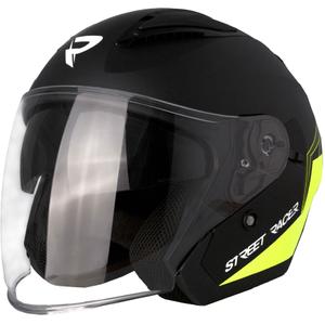 Otvorená prilba na motorku Street Racer Sonic matná čierno-fluo žltá