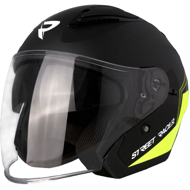 Otvorená prilba na motorku Street Racer Sonic matná čierno-fluo žltá