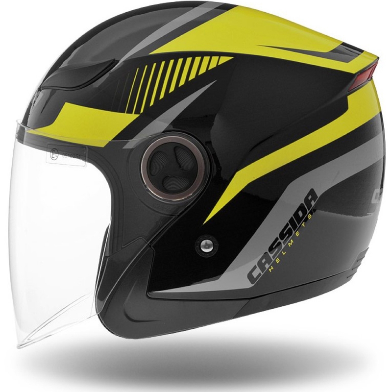 Prilba na moto otvorená Cassida Reflex čierno-strieborno-fluo žltá
