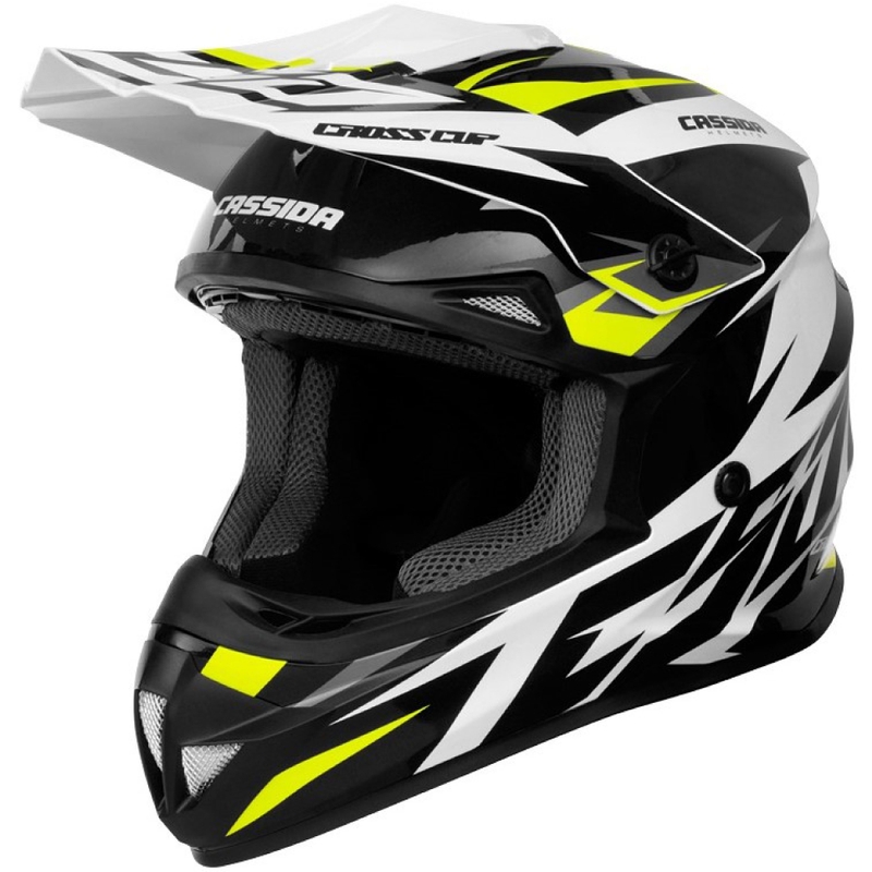 Motokrosová prilba Cassida Cross Cup Two čierno-bielo-šedo-fluo žltá