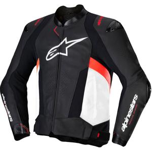 Kožená bunda na motorku Alpinestars Missile 3 čierno-bielo-fluo červená