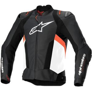 Kožená bunda na motorku Alpinestars Missile 3 Airflow čierno-bielo-fluo červená