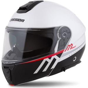 Výklopná helma na motorku Cassida Modulo 2.1 Compass perleťovo bílo-černo-červeno-stříbrná