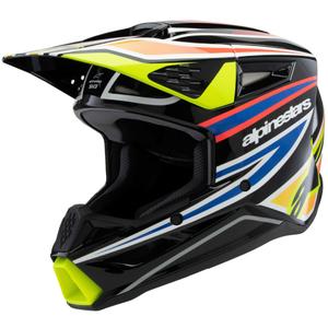 Detská motokrosová prilba Alpinestars S-M3 WURX čierno-fluo žlto-modro-červená