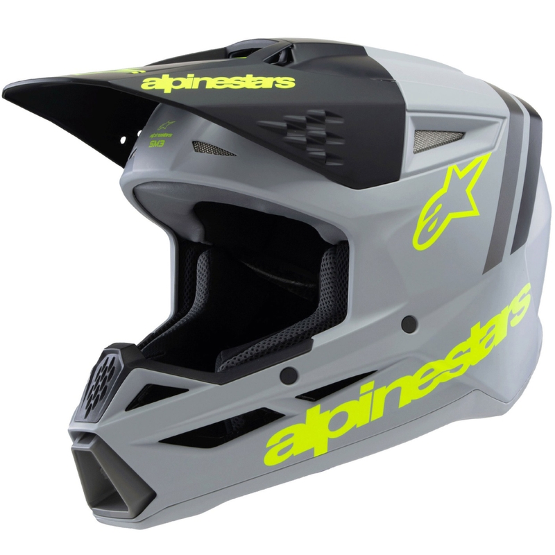 Detská motokrosová prilba Alpinestars S-M3 RADIUM mat šedo-fluo žlto-čierna
