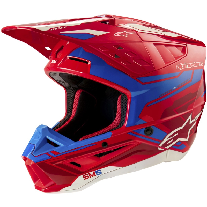 Motokrosová prilba Alpinestars S-M5 Action 2 fluo červeno-modrá