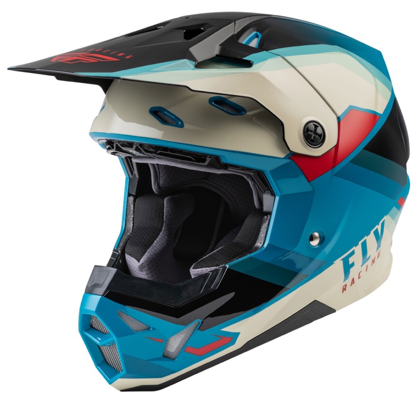 Motokrosová prilba FLY Racing Formula CP čierno-šedo-tyrkysová