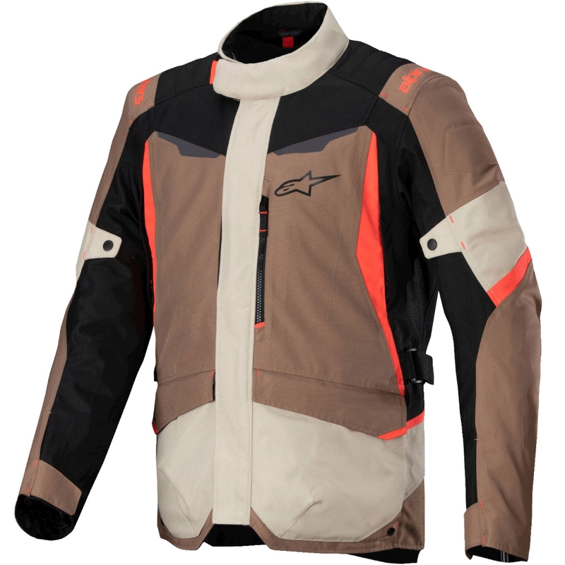 Bunda na motorku Alpinestars ST-1 Waterproof khaki-pieskovo-čierno-fluo červená