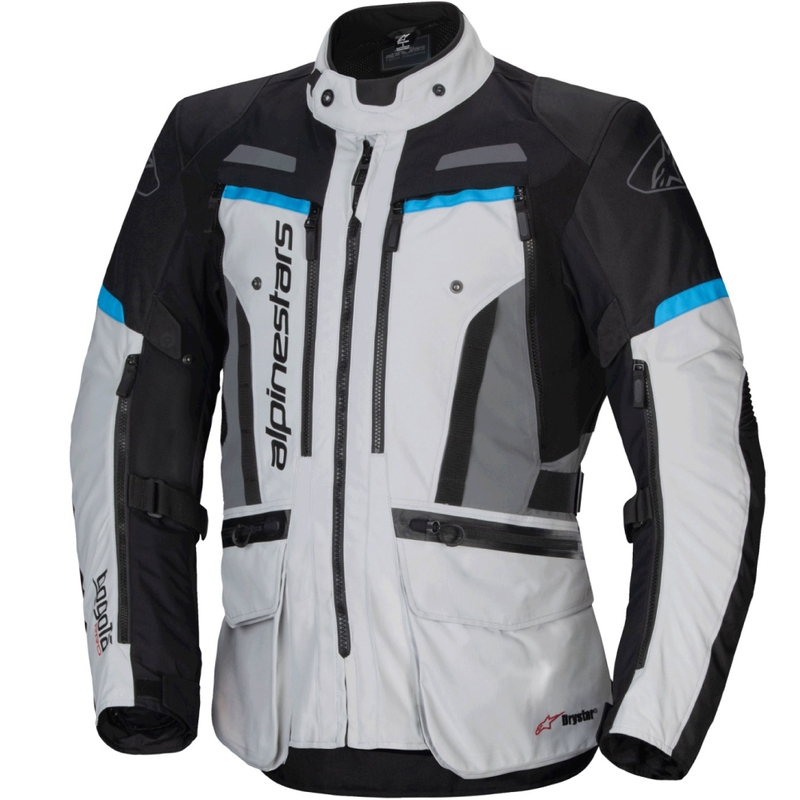 Bunda na motorku Alpinestars Bogota PRO Drystar šedo-čierno-modrá