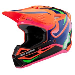 Detská motokrosová prilba Alpinestars S-M3 HAIDEN DEEGAN fluo oranžovo-fialovo-ružovo-zelená