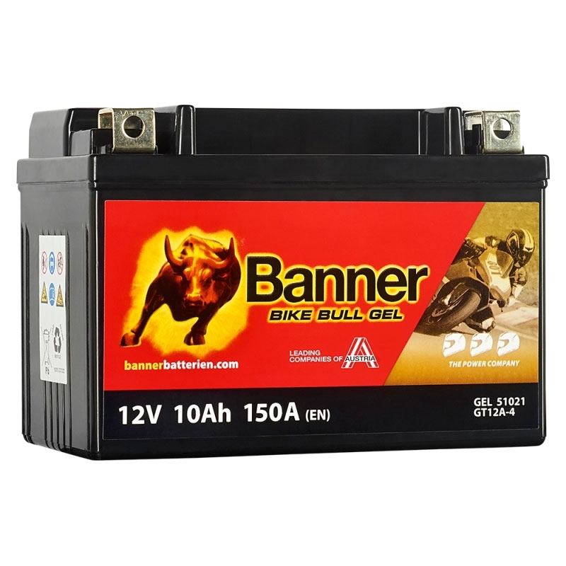 Gélová motobatéria Banner Bike Bull GEL 510 21/BGTX12A-4 -GTX12A-4 12V, 10Ah, 150A
