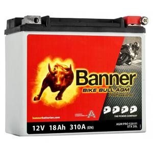 Bezúdržbová motobatéria Banner Bike Bull AGM PRO 520 01/BETX20L - ETX20L 12V, 18Ah, 310A