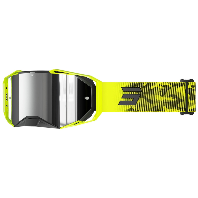 Motokrosové okuliare Shot Lite Patrol fluo žlté so strieborným iridiovým plexi
