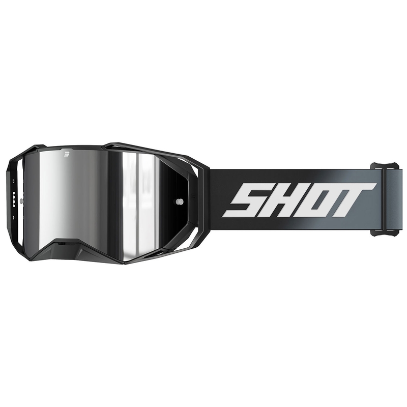 Motokrosové okuliare Shot Lite Solid čierne so strieborným iridiovým plexi