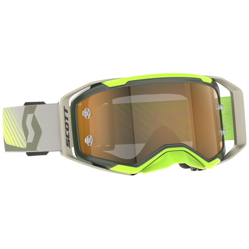 Motokrosové okuliare SCOTT Prospect 2.0 AMP khaki-fluo žlté so zlatým sklom