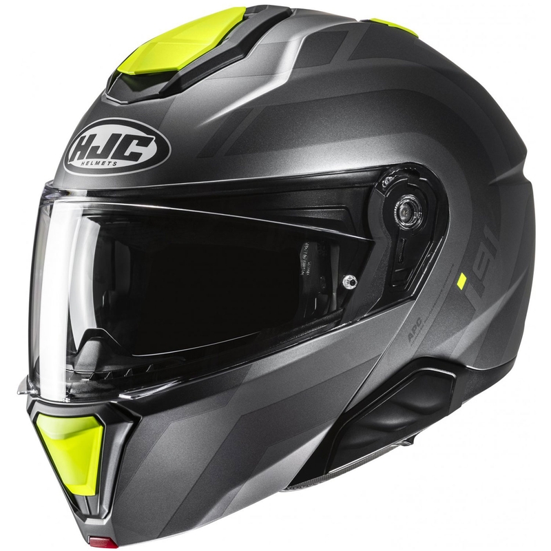 Výklopná prilba na motorku HJC i91 Arven MC3HSF šedo-čierno-fluo žltá