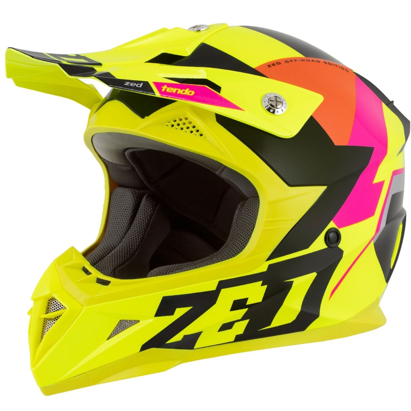 Detská motokrosová prilba ZED X1.9 Tendo fluo žlto-ružovo-oranžovo-čierna