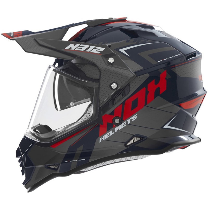 Enduro prilba na motorku NOX N312 Vapor čierno-modro-červená