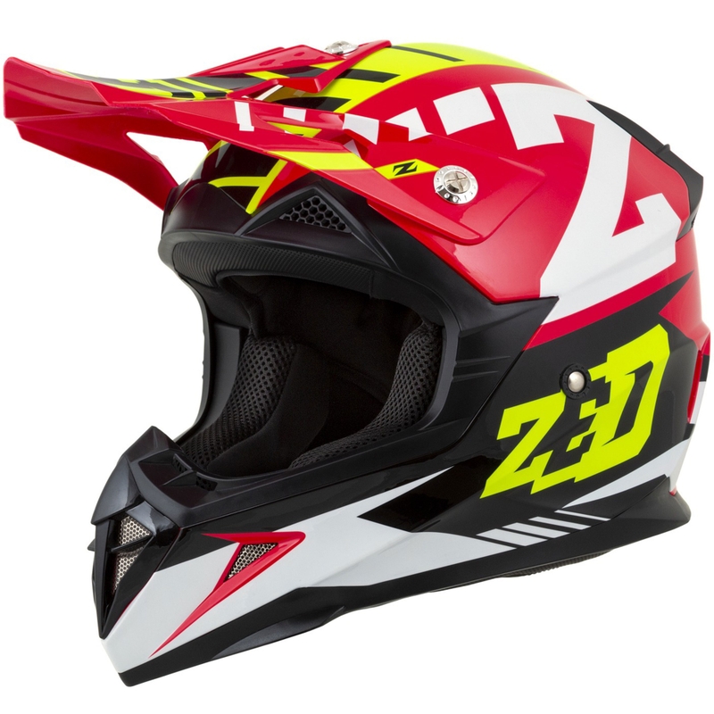 Detská motokrosová helma na motorku ZED X1.9D Targa červeno-fluo žlto-čierno-biela