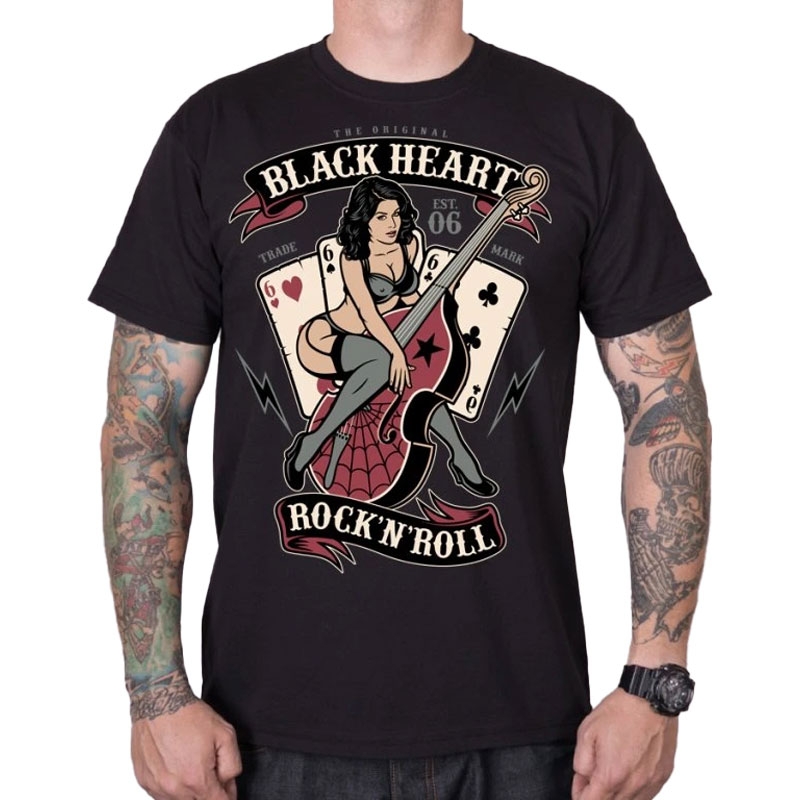 Tričko Black Heart Bass Pin Up čierne