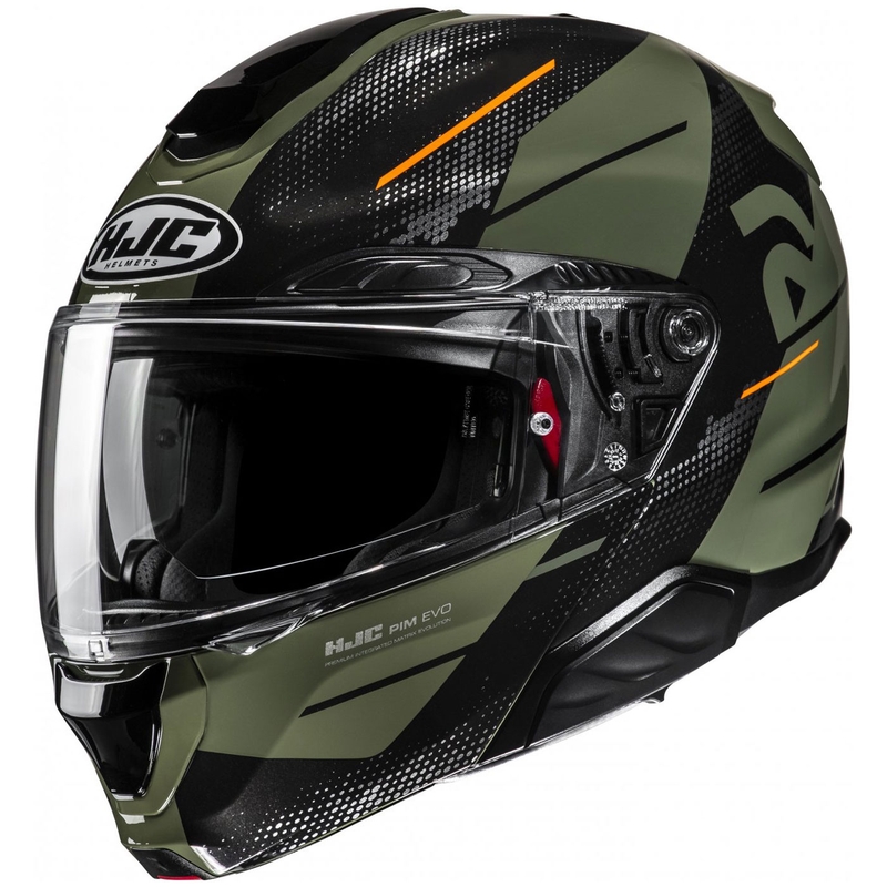 Výklopná prilba na motorku HJC RPHA 91 Blat MC7 khaki zeleno-čierna