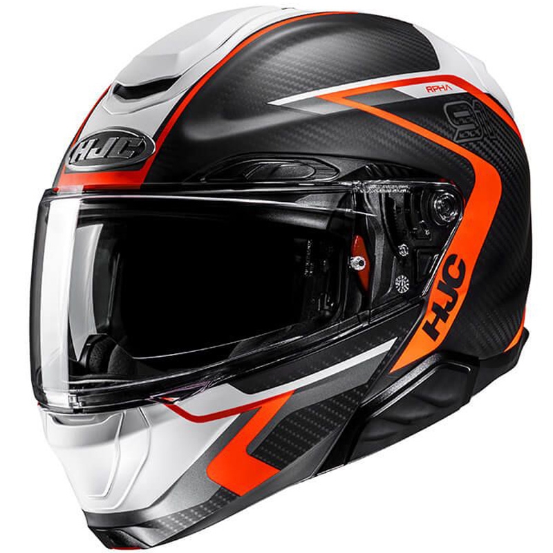 Výklopná prilba na motorku HJC RPHA 91 CARBON Lagos MC6HSF čierno-sivo-oranžová