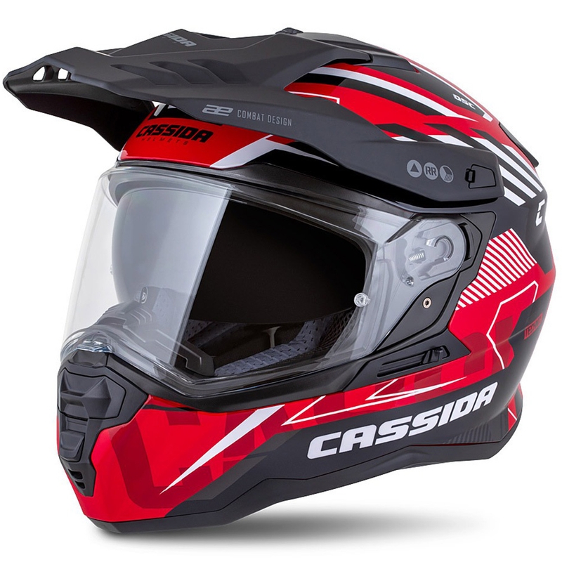 Enduro prilba Cassida Road Runner TechniX červeno-čierno-bielo-sivá