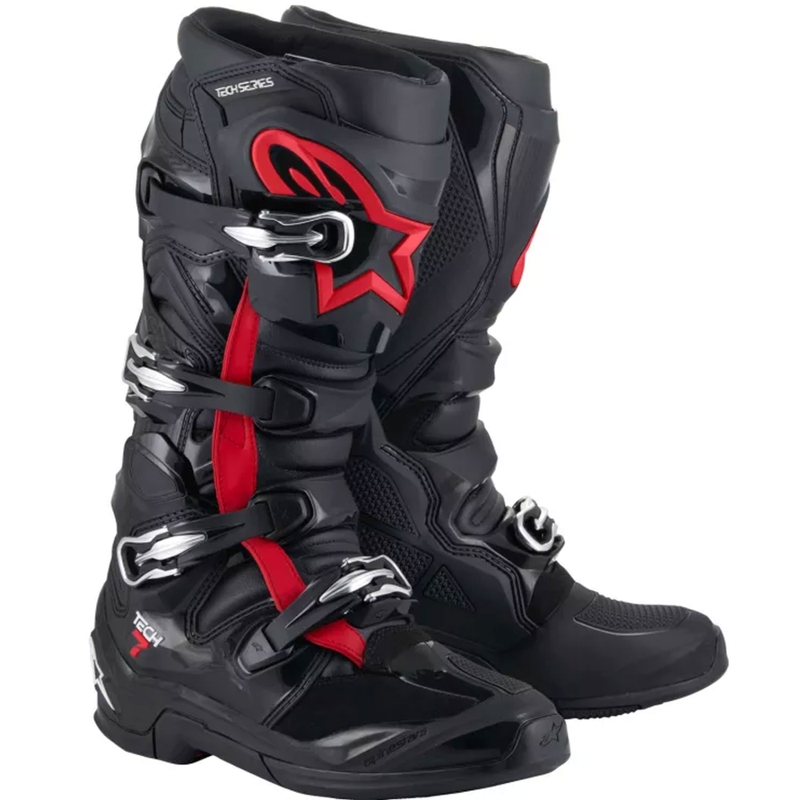 Motokrosové topánky Alpinestars TECH 7 čierno-fluo červené
