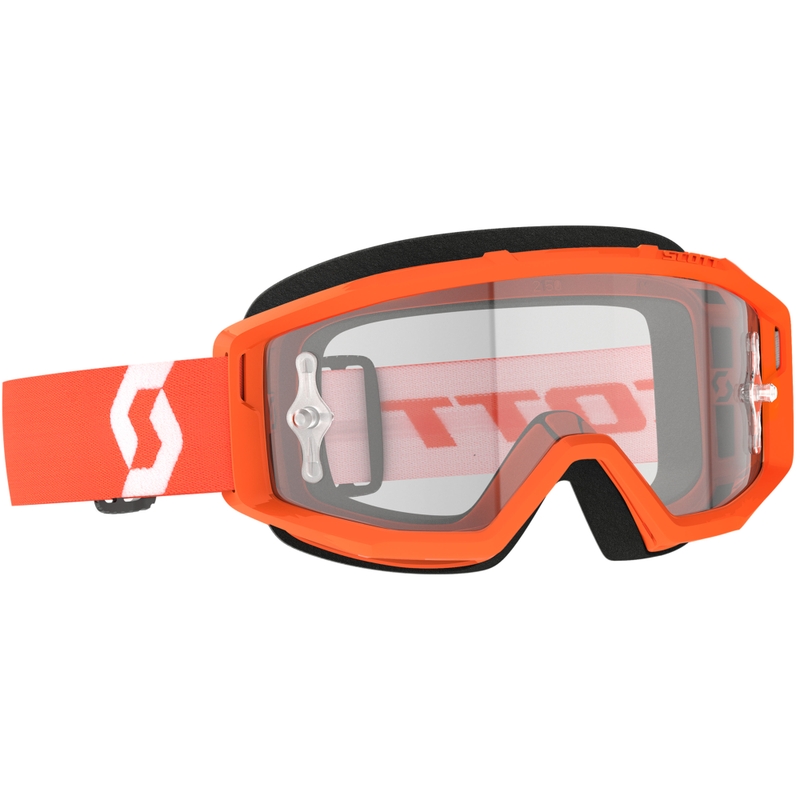 Motokrosové okuliare SCOTT Primal Clear oranžovo-biele s čírym plexi