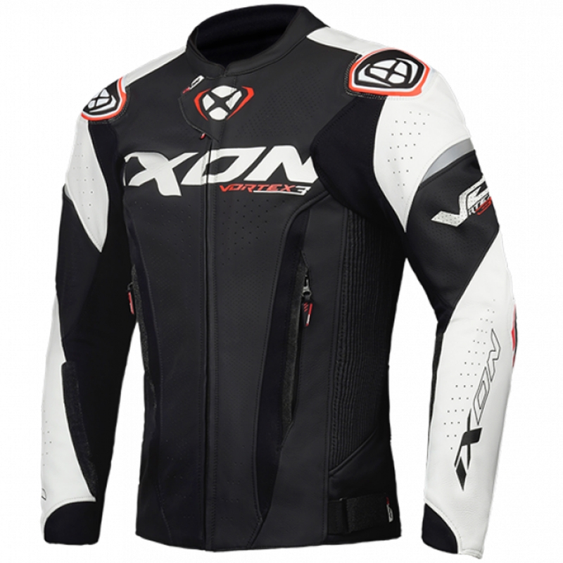 Kožená bunda na motorku IXON Vortex 3 čierno-biela