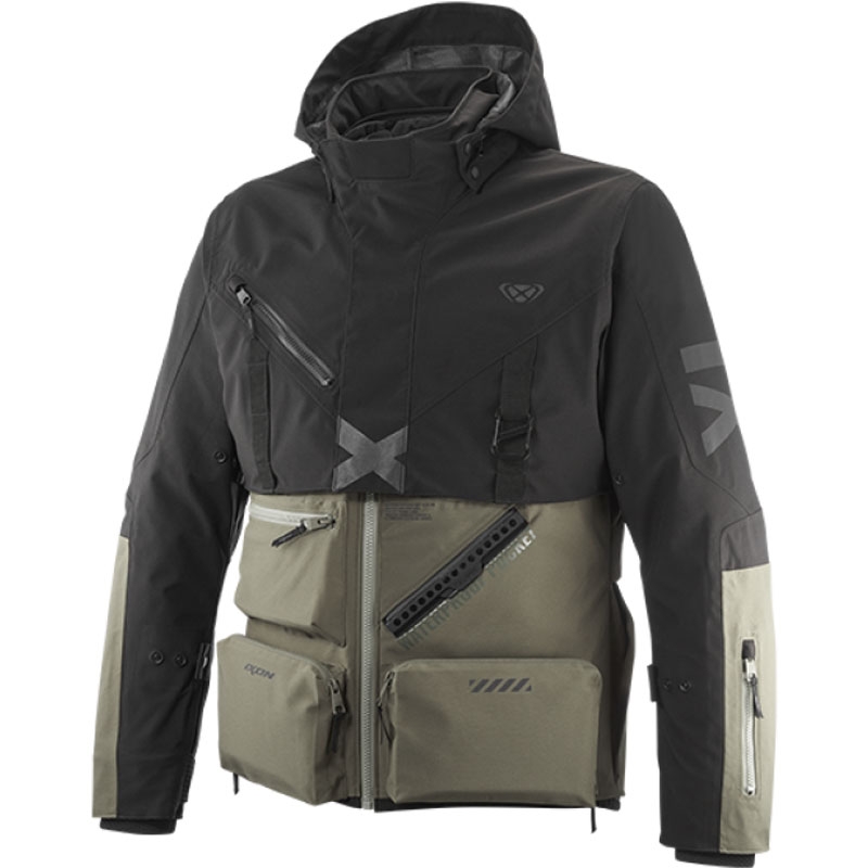 Bunda na motorku IXON Etna khaki-čierna