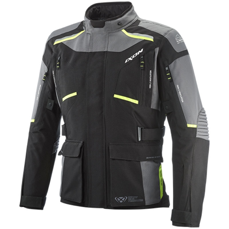 Bunda na motorku IXON Midgard čierno-šedo-fluo žltá